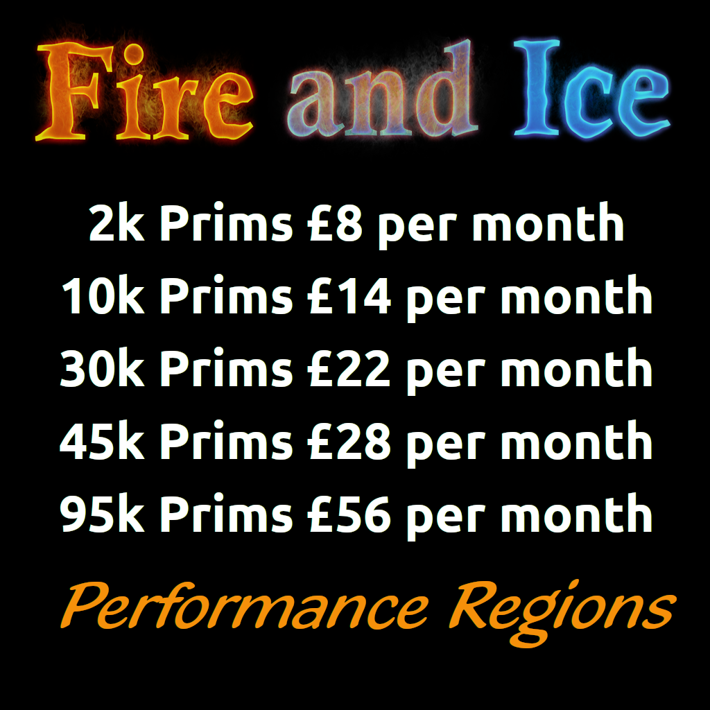 Performance Region Prices - Fire And Ice Opensim Grid